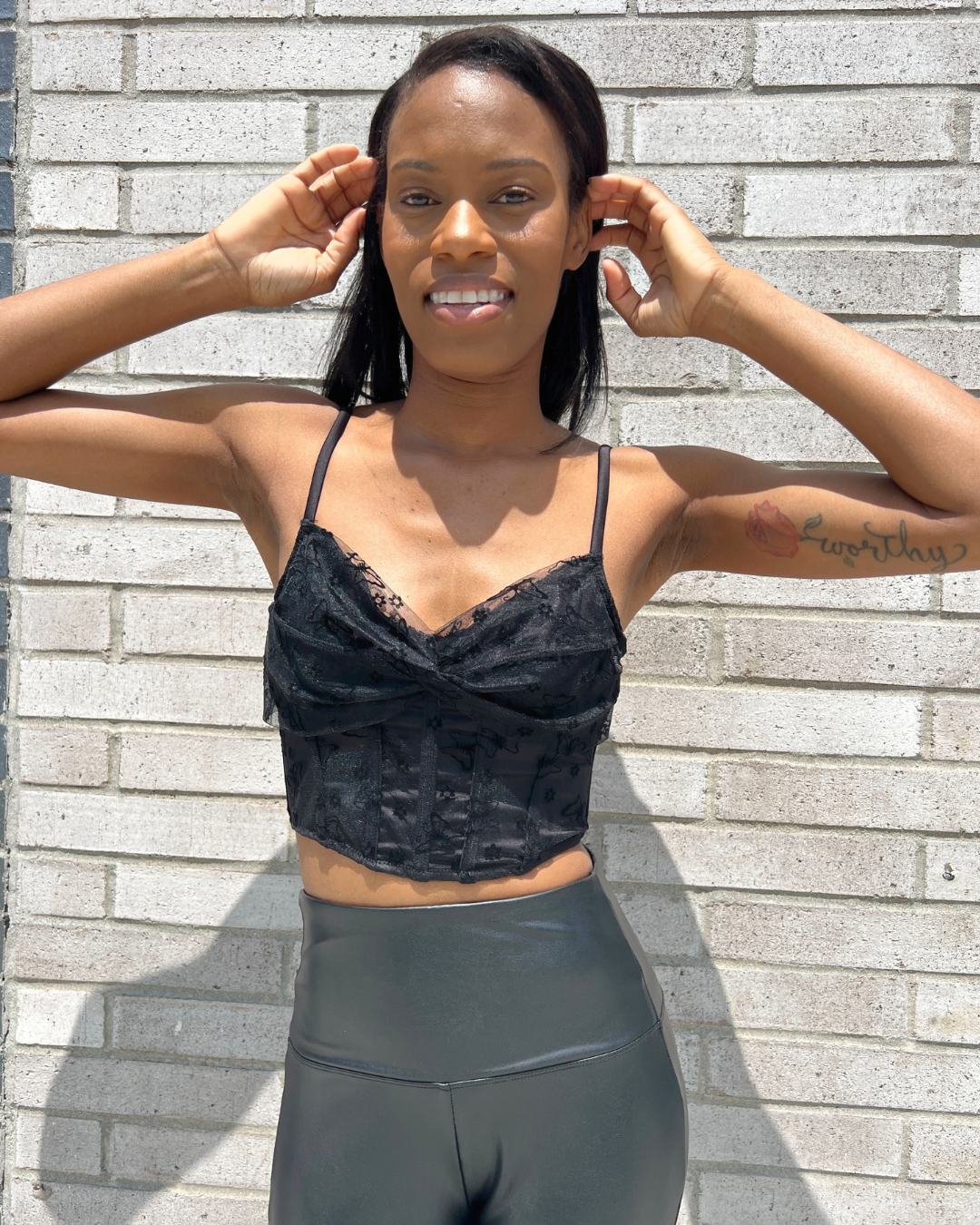 black mesh corset top