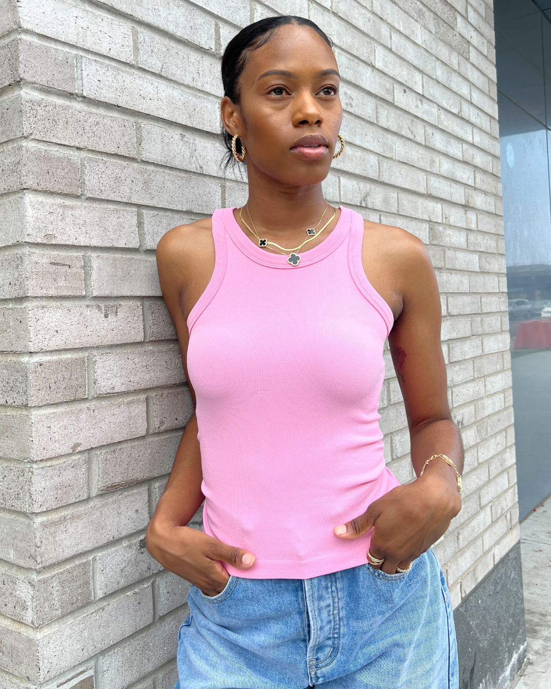 women's pink top