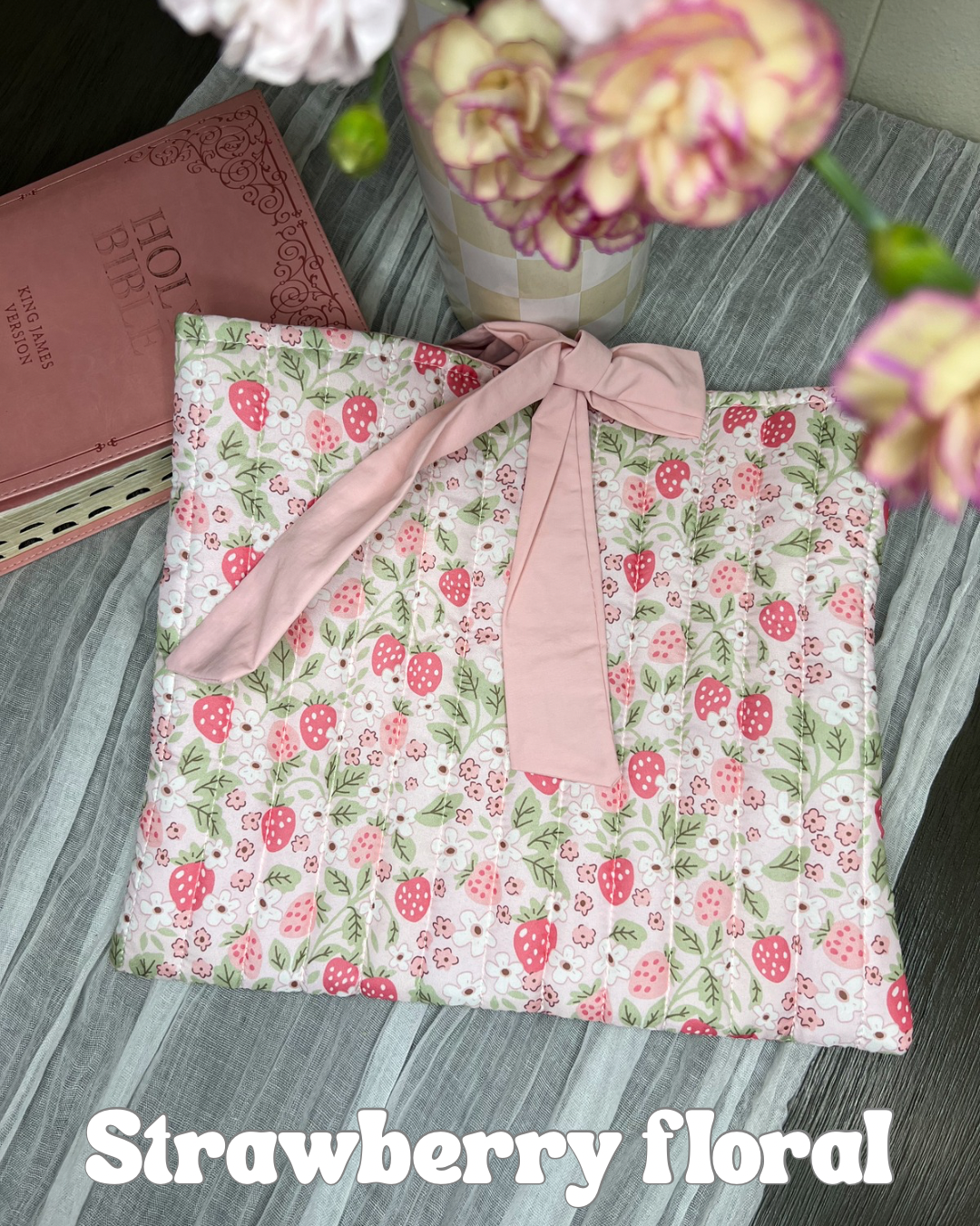 strawberry floral bible cover