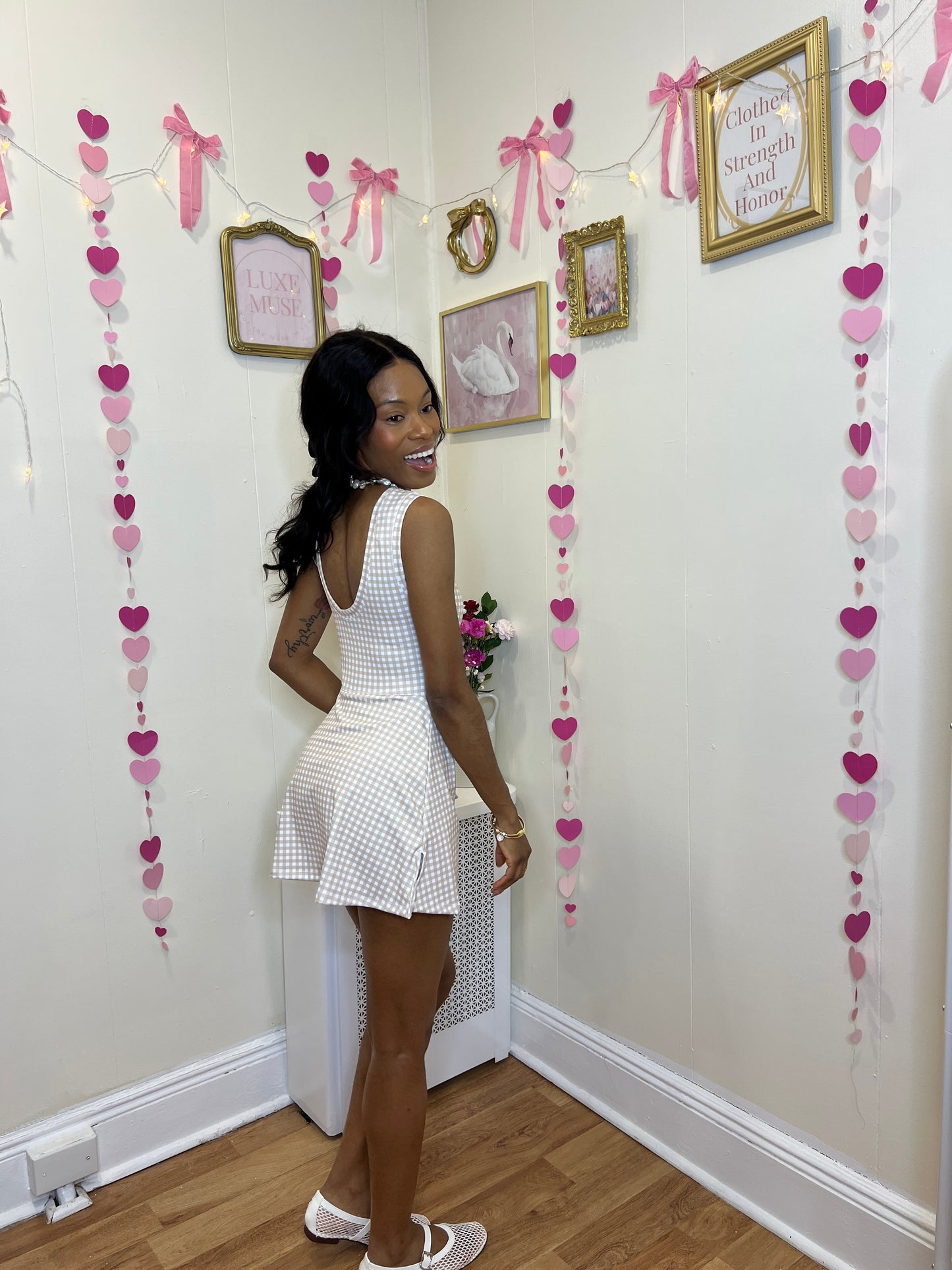 Daydream Gingham Dress (Beige)