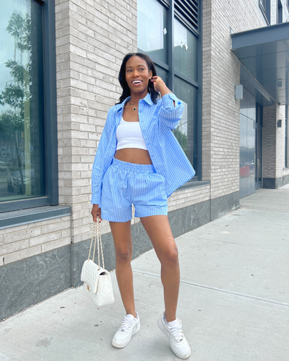 striped shirt and shorts set