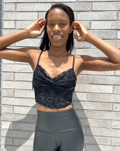 black mesh corset top