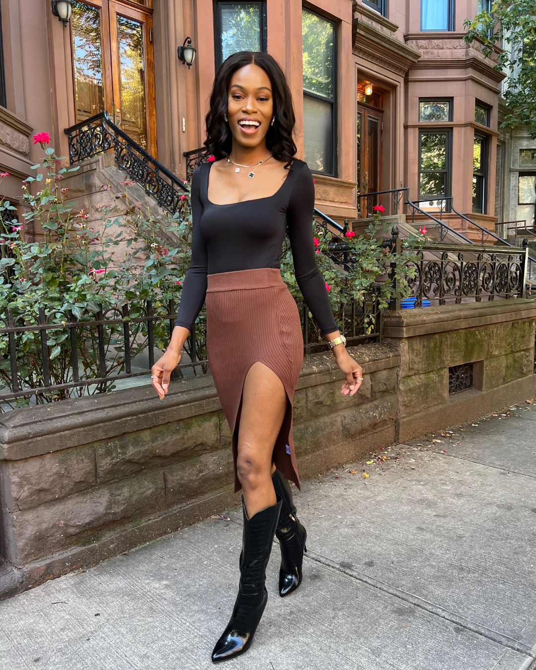 side slit midi skirt