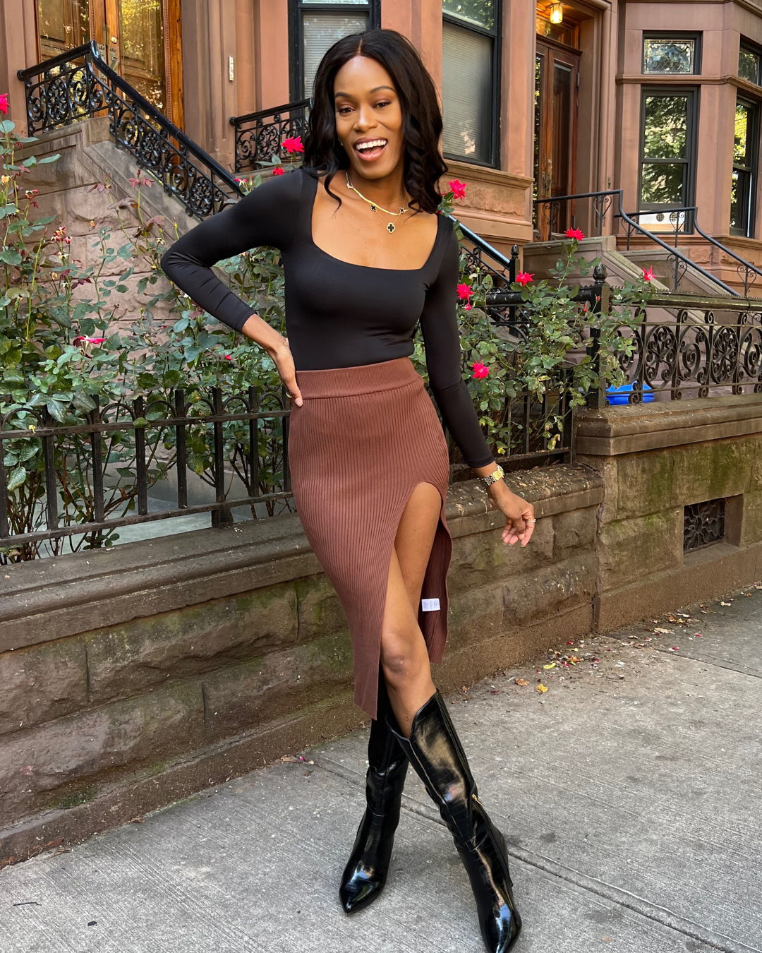 black long sleeve bodysuit