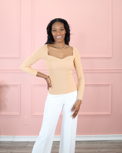 ribbed long sleeve top
